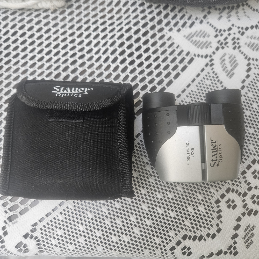 EUC 8X21, 128mx1000m Stauer Optics Black & Silver Binoculars